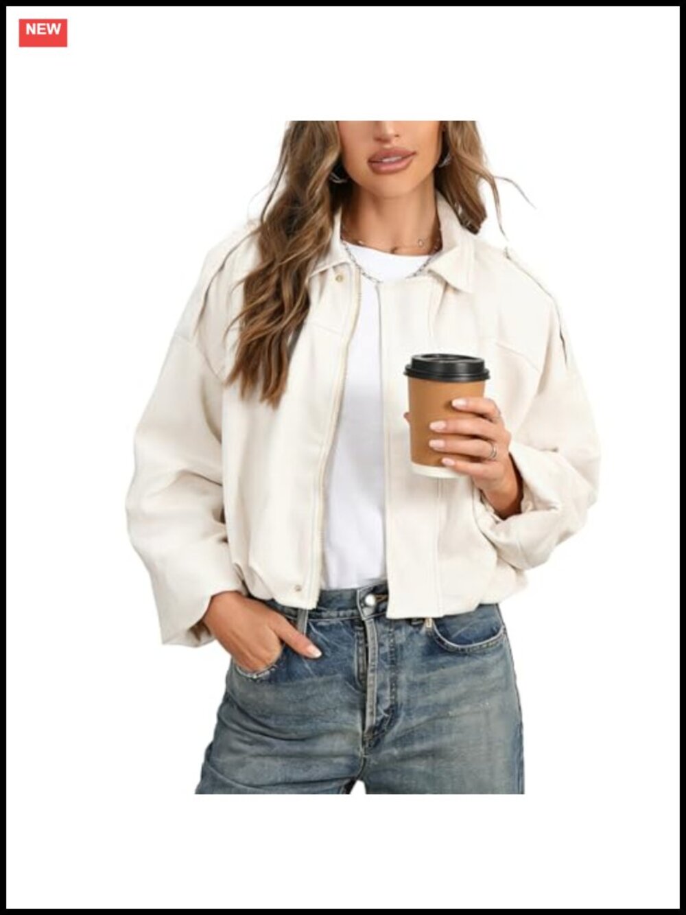 Oversized Faux Suede Bomber Jacket Batwing L/S Streetwear Outwear